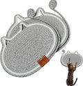 Cat Scratcher Mat Natural Cotton Rope Oval Horizontal Floor Cat Scratch Bed Pad with Ball Toy Protector for Furniture Floor Wall (Grey, 2 PC)