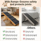 2026 Upgraded Foldable Dog Ramp for Couches, Wooden Small Dog Ramp for Sofa - 4 Adjustable Heights (12"-19"), Portable, Stable & Non-Slip, Walnut