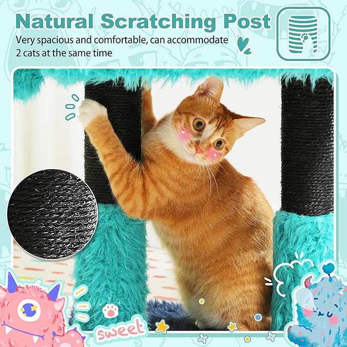 PEQULTI 31" Cat Tree for Indoor Cats, Multi-Level Cat Tower with Cozy Cat Condo Clearance Prime, Blue