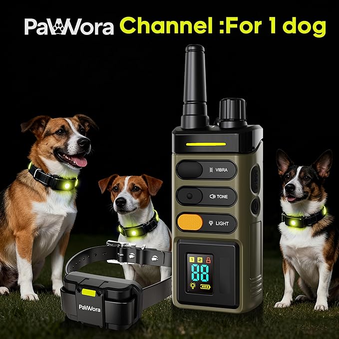 Dog Training Collar with Remote 4 Training Modes Beep, Vibration, Shock, Light 100 Levels, Fast 150ms Response, IPX7 Waterproof Long Range, LED Safety Light, Rechargeable for All Dog Sizes