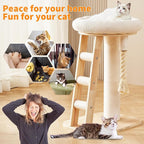 Modern Cat Tree Small Tower with Scratching Post for Indoor, Multifunctional Corner Cat Tree Tower with Bed, Cat Climbing Ladder, Dangling Ball,Interactive Rope,Scratching Post