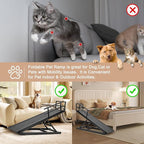 SLSY Dog Ramp for Bed, Couch & SUV, Upgraded Folding Adjustable Pet Ramp with Non-Slip Rubber Mat, 45.2" Long, 5 Heights 15.7''–23.6", Portable Wooden Step Supports up to 200 lbs for Dogs and Cats