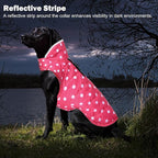 Dog Winter Coat, Waterproof Dog Jacket with Leash Hole, Reflective Adjustable Pet Snow Vest, Warm Fleece Sweater for Small Medium Large Dogs - Pink Polka Dot, S