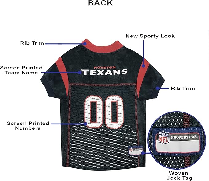 Pets First NFL Houston Texans Dog Jersey, Size X-Small, Football Shirt Costume for Pet, Dog Sports T-Shirt, NFL Team Clothing for Cats, Licensed Pet Apparel Available in 7 Sizes and 32 Teams