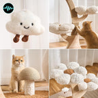 Modern Cat Tree Tower for Indoor Cats Large Adult, 37 inch Flower Cat Tree with Scratching Post, Luxury Aesthetic Cat Tree with Cloud-Soft Flower Perches and Physical Mouse-Sound Hanging Toy