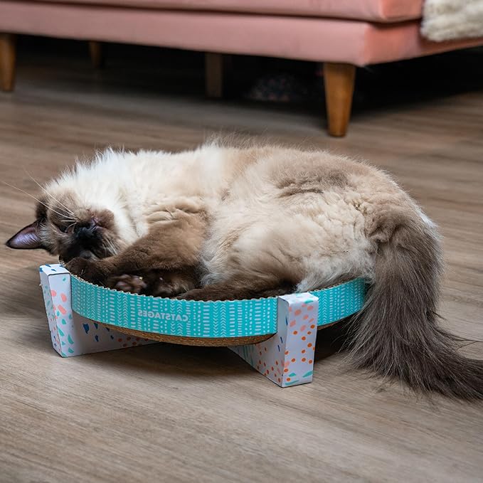 Catstages Scratch,Snuggle & Rest – 2‑in‑1 Indoor Cat Scratcher & Elevated Cat Lounger,Catnip Included,(Pack of 6)