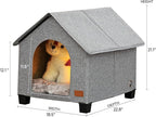 Indoor Dog House with Warm Plush Mat and Elevated Feet,Soft Dog Bed House for Medium Size Dog and Multiple Large Cat,Max Pets Size 20.8 X 13.7 Inches