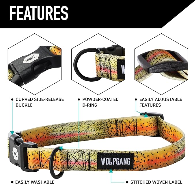 Wolfgang Heavy Duty, Adjustable Dog Collar with Quick Release Nylon Buckle for Walking & Training, CutBow Print, Small