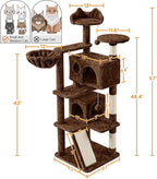 Yaheetech 57 inches Cat Tree for Indoor Cats, Multi-Level Cat Tower w/ 3 Perches, 2 Cat Condos, 2 Hanging Balls and Scratching Posts, Brown