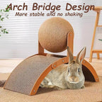 Rabbit Scratch Toys, Natural Sisal Bunny Scratching Cardboard Pad and Scratcher Ball, 2-in-1Pet Enrichment Interactive Toy for Indoor Bunnies Ferrets Chinchillas Small Animals Boredom Breaker