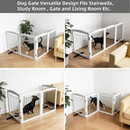 Dog Fence Indoor,Dog Gate Indoor for Doorway pet gate -4-Panel Freestanding, Hallways, House or Stairs -80x24-Inch Retractable Foldable Expandable Wood Pet by SFJC (White)