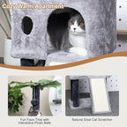Cat Tree for Indoor Cats, Cat Tower with Scratching Post, Modern Activity House for Large Cats, Condo with Board, Kittens Cave
