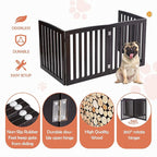 Dog Gate Pet Gate Indoor for Stairs Doorways 82x24 Inch 4 Panels Dog Fence Extra Wide Wooden Black