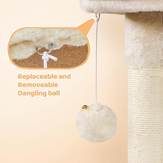 Yaheetech Cat Tree, Multi Level Climbing Tower for Indoor Cats, Pet Activity Center Scratching Post Indoor Furniture Bed with Basket for Kittens, Beige