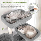 Globlazer Large Cat Tree, 72 inch Tall Cat Climbing Tower for Indoor Large Adult Cats Multi-Level Furniture Tree House with 2 Cozy Perches, 2 Padded Condos, 5 Sisal Scratching Posts, F72G, Light Grey
