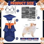 5 Pcs Dog Graduation Costume Set Include 2026 Pet Graduation Gown with Stole Puppy Grad Cap Lensless Glasses DIY Letter Stickers for Dogs Cats Holiday Costume Accessory(Blue Orange,S)