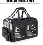 Cat Carrier for 2 Cats, Foldable Double Cat and Dog Carrier, Small to Medium Size, 2 Front Zippered Compartments,Two Pets Carrier for Outdoor Travel,Mulitple Cat Carrier (Black)