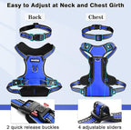 WINSEE Dog Harness No Pull, Pet Harnesses with Dog Collar, Adjustable Reflective Oxford Outdoor Vest, Front/Back Leash Clips for Small, Medium, Large, Extra Large Dogs, Easy Control Handle for Walking