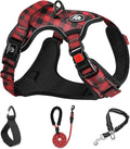 NESTROAD No Pull Dog Harness with Leash, Reflective No Choke Pet Vest Harness,Adjustable Soft Padded Dog Harness with Easy Control Handle for Medium Dogs(Checkered Red,Medium)