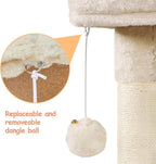Topeakmart Cat Tree Tower for Indoor Cats, 34.5in Cute Cat Tree Activity Center with Condo & Scratching Post, Multi-Level Cat Climbing Tower Play House w/Large Perch, Platform, Basket, Beige