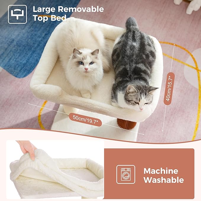 Flower Cat Tree with Large Hammock & Large Cat Scratching Post with Big Perch Double The Fun, Double The Comfort