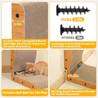 Happy & Polly L Shape Cat Scratcher - 25.8 Inch Vertical Cat Scratching Board with Ball Toy for Indoor Cats - Cardboard Cat Scratch Pad Protecting Furniture