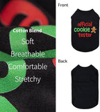 Fitwarm Official Cookie Tester Funny Dog Shirt, Christmas Dog Clothes for Small Dogs Boy Girl, Holiday Doggy Tshirt, Pet Outfit, Gingerbread, Black, Red, Green, XL