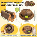 Magic Organ Cat Scratcher Cardboard Toy with Bell Ball,Interactive Honeycomb Kitten Curlz Reversible Scratching Board for Indoor Cats:Exercise,Anxiety Relief&Furniture Protector,Shape-Changeable