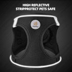 Hipubby Dog Harness and Leash Set, No Pull Soft Mesh Puppy Harness for Small Medium Dogs, Cats - Step in Reflective Breathable Lightweight Vest Harness for Walking, Training - Black, XXS