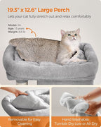 Feandrea Cat Tree, 29.1-Inch Cat Tower, Plush Condo for Medium Cats up to 11 lb, Large Perch, 2 Caves, Scratching Post, Light Gray UPCT612W01