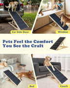 Dog Ramp for Bed & Couch for Large Dogs - Joint-Friendly, Anti-Slip, Adjustable, Extra Wide & Stable, Up to 200 lbs