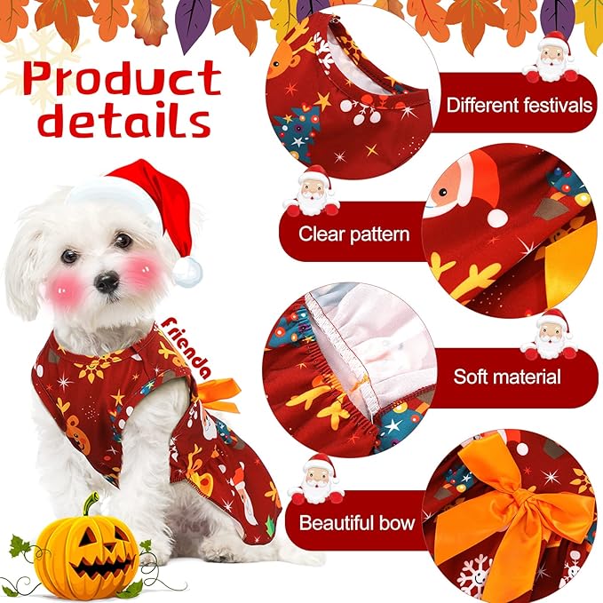 Frienda 6 Pack Valentines Day Dog Costume St. Patrick's Independence Day Christmas Halloween Thanksgiving Dress Bow Puppy Pack Girl Cat Birthday American Flag Dog(S (3-5lbs))