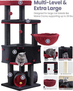 Heavy Duty Cat Tree for Large Cats Adult - 60 Inch XXL Sturdy Cat Tower Condo with Extra Wide Scratching Posts (φ4.4in) Big Cat House Hammock Perch - Indoor Wood Modern Multi Level Corner Cat Bed