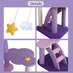 Lucky Monet 43 Inches Cat Tree Tower for Indoor Cats, 3-Layer Purple Cute Purple Pink Cat Tree Unique Cat Condo with Scratching Post