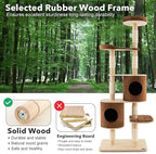 Tangkula 75 Inch Tall Cat Tree for Indoor Cats, Natural Solid Rubber Wood Cat Tower with Sisal Scratching Posts, Top Perch, Detachable Cat Condo, 6-Layer Modern Cat Trees and Towers for Large Cats