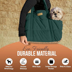 Plush Dog Purse Carrier for Small Dogs, Soft Dog Tote Bag with Safety Harness Clip, Cozy Pet Carrier for Dogs Under 15 lbs, Comfortable Dog Shoulder Carrier for Travel, Green