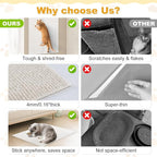 78.7x15.8in Large Size Durable Cat Scratch Furniture Protector,Self-Adhesive Couch Protector from Cat Claws,DIY Scratch Furniture Protector for Cats,Trimmable Climbing Scratching Mat,Off-White