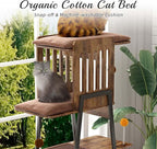 58-Inch Outdoor Cat Tower Metal, Large Cat Tower Platform, Modern Cats Tree with Scratching Board & Removable Pads, Cats Furniture for Indoor Cats, Large Perch Hammock