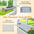 [Ready to Gift] PURRHOUSE Cat Window Perch with Cushion Bolster and Cool Pad, Cat Hammocks for Windows with Wood & Robust Metal Frame for Large Cats, Beds for Windowsill, Bedside and Cabinet,24''W
