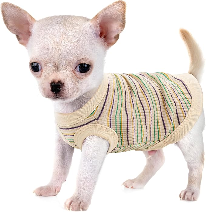Elevate Your Pet's Comfort and Fashion: Premium 100% Cotton Rib Dog Shirt Vest for Small Breeds Like Chihuahuas, Yorkies, and Puppies .Year-Round Style with Tank-Style Puppy Attire Beige X-Large