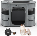 Dog Playpen, Portable Pet Cat PlayPen, 600D Oxford Dog Kennel Tent Crate, Waterproof&Breathable, Indoor Outdoor Travel Camping for Medium/Large Breed with Carrying Case+Bowl(L), Charcoal Gray