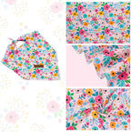 Elegant little tail Dog Bandana, Pink Rose 1PC Washable Dog Scarf Female or Male Square Bib Kerchief Scarf Adjustable Pet Bandana for Medium Large Dogs