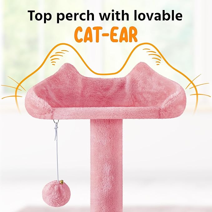 Topeakmart Cat Tree, 80-Inch Cat Tower for Indoor Cats, Multi-Level Cat Condo with Scratching Posts, Padded Perches and Ladder, Cat Stand House Furniture, Pink