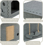 TRIXIE Lene Felt Cat Condo - Indoor Cat Furniture - Small Hideaway Cave with Hanging Toy and Jute Scratching Pads - Gray