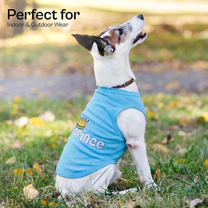 Parisian Pet Dog Shirt – 100% Cotton Shirts for Small Dogs – Blue Sleeveless Puppy Clothes – Lightweight and Breathable Dog Apparel – Boy Dogs Clothes - Stretchy Pet T Shirts