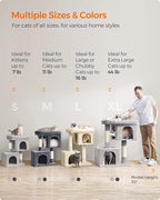 Feandrea Cat Tree, 26.4-Inch Cat Tower, Plush Condo for Kittens up to 7 lb, Large Perch, 2 Caves, Scratching Post, Smoky Gray UPCT611G01