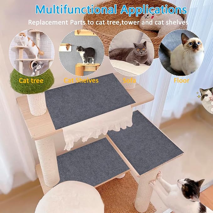 Cat Scratching Mat - 79"x16" Trimmable Cat Scratching Carpet Mat, Large Self-Adhesive DIY Cat Scratch Mat Roll, Cat Tree Shelves Replacement Mat Pad, Couch Furniture Protector, Toy Ball&Strong Tape