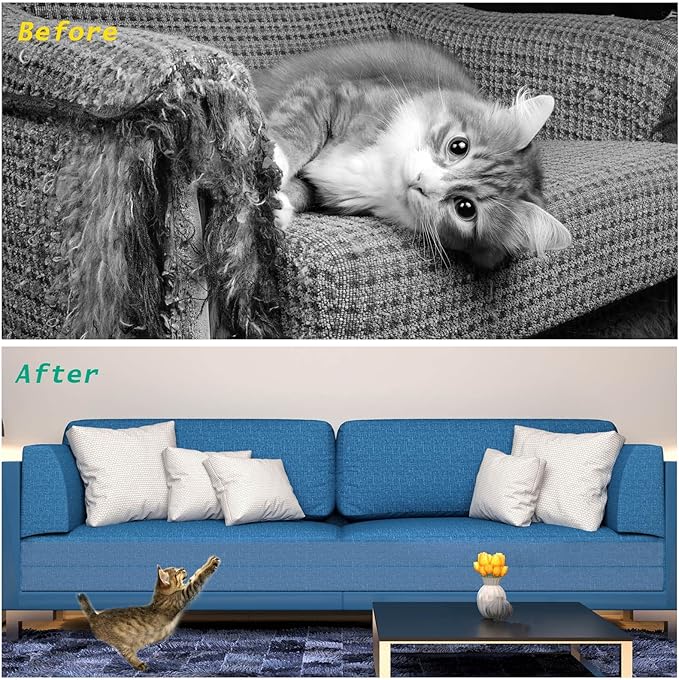 Anti Cat Scratch Furniture Protector, Transparent Self-Adhesive Couch Furniture Protectors from Cats Scratching Claws, Cat Scratch Couch Protector (3.2”x 33 Yards)