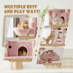 SHA CERLIN 81 Inches Extra Large Cat Tree for Indoor Adult Cats/XXL Big Cat Tower with Condo/Cozy Perches/Sisal Scratching Posts and Hammocks/Activity Center/F80/Heavy Duty/Pink