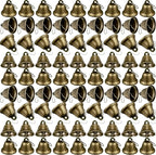 Shimeyao 100 Pieces Bronze Bells 1.5 x 1.57 Inch Vintage Small Bells with Spring Hooks for Craft Wind Chimes Dog Potty Training Doorbell Wedding Decor Craft Making Hanging Favor